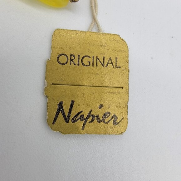 NWT Vintage Original Napier Earrings Yellow‎ Beaded CLIP ON Earrings New - Picture 4 of 5